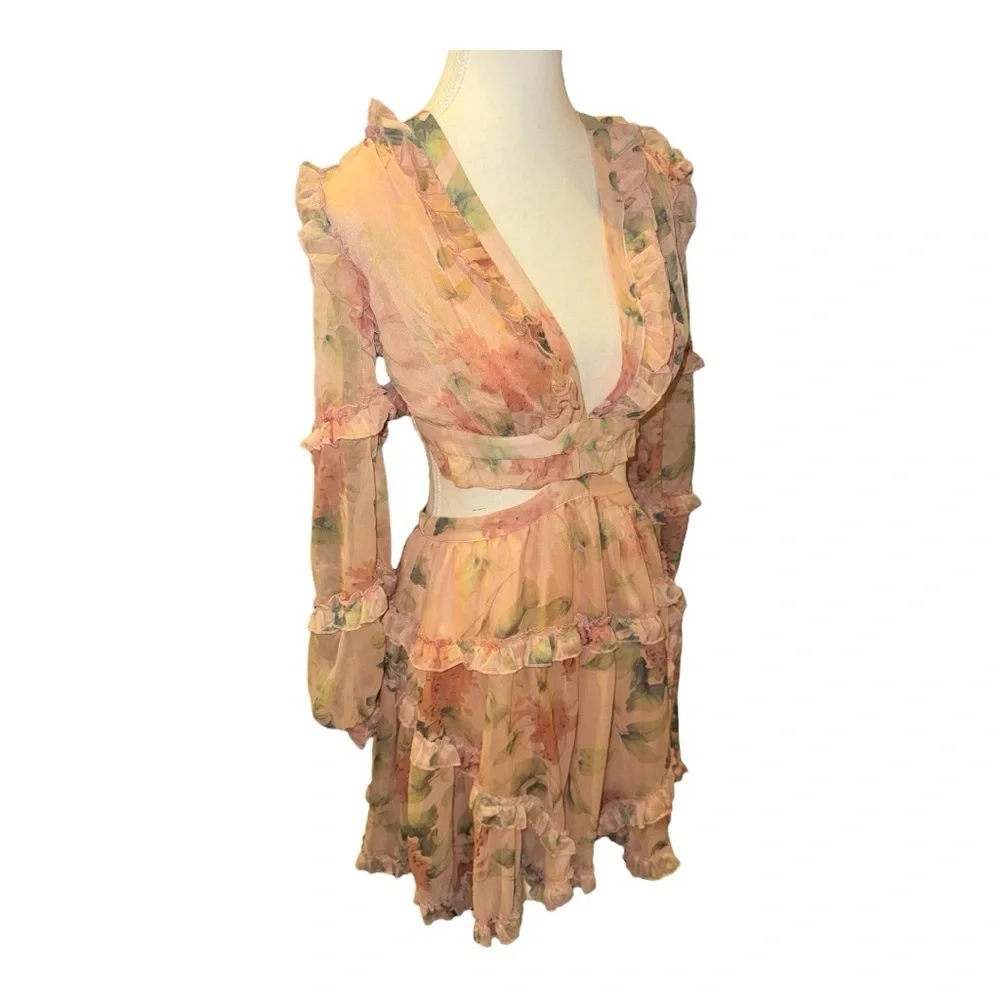 Vici Peach Floral Mini Dress - Picture 3 of 13